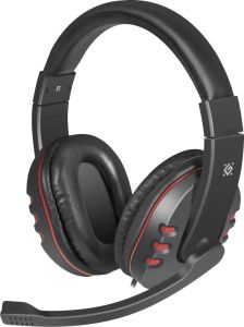 HEADPHONES DEFENDER WITH MICROPHONE WARHEAD G-160 BLACK & RED