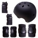 Helmet + protectors for roller, skateboard, bike - black, size L