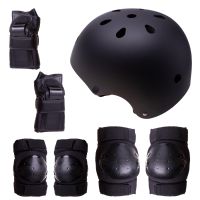Helmet + protectors for roller / skateboard / bike - black, size S