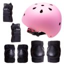 Helmet + protectors for roller / skateboard / bike - pink and black, size M