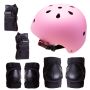 Helmet + protectors for roller / skateboard / bike - pink and black, size M