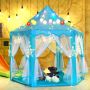 Hexagonal children's tent for home / garden - blue