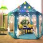 Hexagonal children's tent for home / garden - blue