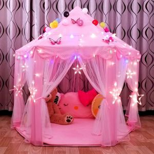 Hexagonal children's tent for home / garden - pink