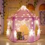 Hexagonal children's tent for home / garden - pink