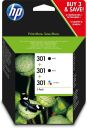 HP 301 Black(2)/Tri-color(1) 3-pack Original Ink Cartridges