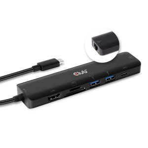 Hub Club3D CSV-1592 (USB Type C 7-in-1 Hub to HDMI™ 4K60Hz /SD-TF Card slot 2x USB Type A / USB Type C PD / RJ45)
