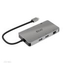 Hub Club3D CSV-1593 (USB 3.2 Gen1 Type-C 8-in-1 hub with 2x HDMI™, 2x USB-A, RJ45, SD/Micro SD card slots and USB Type-C female port)