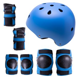 Kask + ochraniacze na rolki / deskorolkę / rower - niebieski, rozmiar M