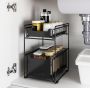 Kitchen organizer with two spacious shelves - black