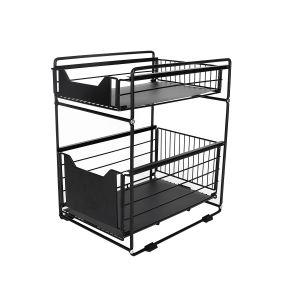 Kitchen organizer with two spacious shelves - black