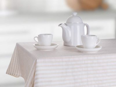 Kitchen tablecloth DENIM Stripes 140 x 180 cm, beige