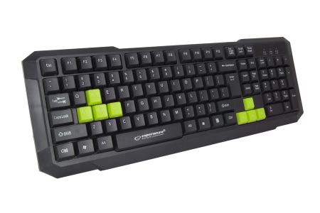 Klawiatura membranowa Esperanza ASPIS EGK102G (USB 2.0; kolor czarny, kolor zielony)