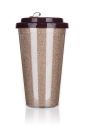 Kubek podróżny o podwójnych ściankach GLITTERS 500 ml, jasny brąz