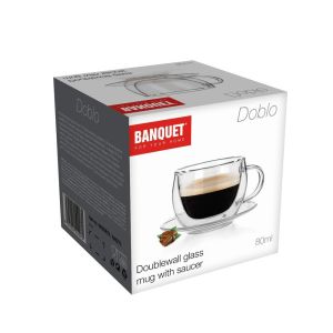 Kubek z podwójnymi ściankami ze spodkiem DOBLO 80 ml