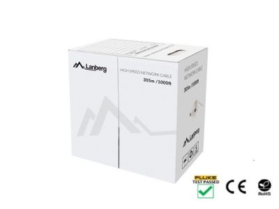 LANBERG CABLE UTP CAT.5E 305M WIRE CU GRAY FLUKE