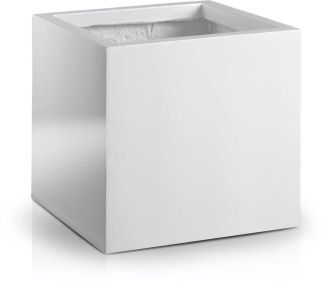 Large cubic fiberglass pot 40 cm - white