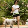 Leash with a hip belt for running with a dog - yellow