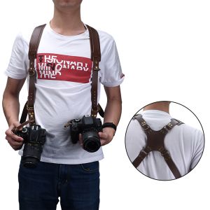 Leather photo harness - brown