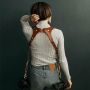 Leather photo harness - brown, type 2