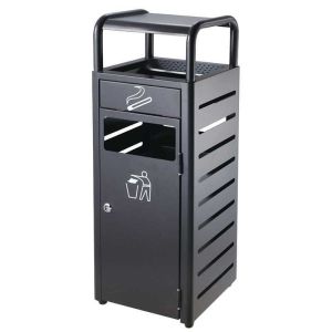 Litter bin with ashtray - black