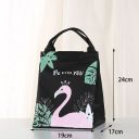 Lunch Box thermal bag - flamingo, black color