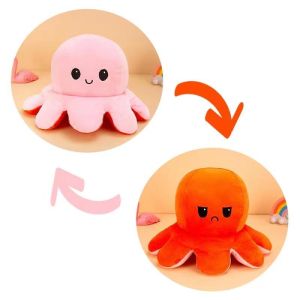 Maskotka Ośmiorniczka Dwustronna 20 cm – pomarańczowo różowa