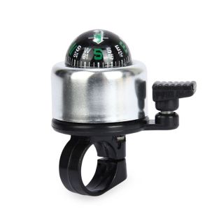 Metal bicycle bell with compass - silver