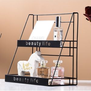 Metalowa, dwupoziomowa półka styl LOFT na kosmetyki BEAUTY LIFE – czarna