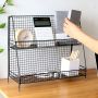 Metalowa, dwupoziomowa, stojąca półka styl LOFT– czarny
