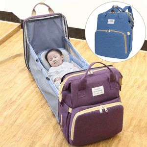 Multifunctional backpack / bag for mum with a sleeping function - blue