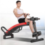 Multifunctional bench for exercising the abdominal muscles with side grips - red