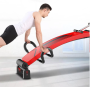 Multifunctional bench for exercising the abdominal muscles with side grips - red