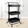 Multifunctional cabinet on wheels with three capacious shelves - black