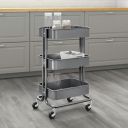 Multifunctional cabinet on wheels with three capacious shelves - grey