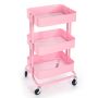 Multifunctional cabinet on wheels with three capacious shelves - pink