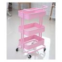 Multifunctional cabinet on wheels with three capacious shelves - pink
