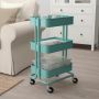 Multifunctional cabinet on wheels with three capacious shelves - turquoise