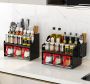 Multifunctional rack for kitchen spices (with a container for kitchen accessories) - black, two-tier