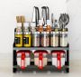 Multifunctional rack for kitchen spices (with a container for kitchen accessories) - black, two-tier