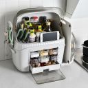 Multifunctional rack for storing spices and kitchen accessories