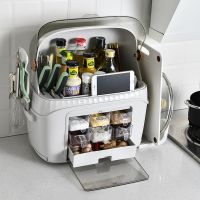 Multifunctional rack for storing spices and kitchen accessories