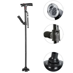 Multifunctional walking stick with LED flashlight