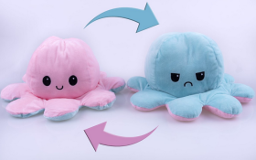 Octopus double-sided mascot 20 cm - light blue & pink