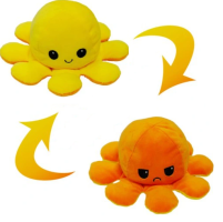 Octopus double-sided mascot 20 cm - yellow & orange