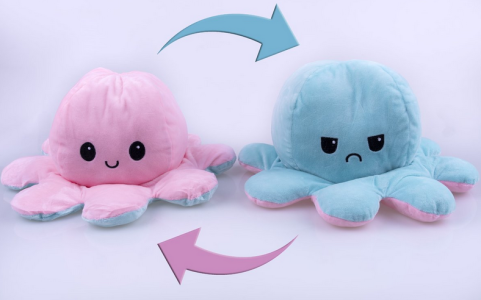 Octopus double-sided mascot 40 cm - light blue & pink