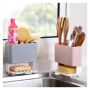 Organizer for sponges, washcloths for the sink - gray and white