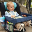 Organizer travel table for children to the car - dark blue