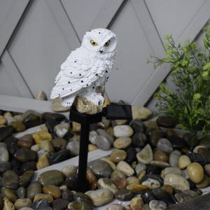 Ozdobna lampa solarna LED do ogrodu Sowa - biała