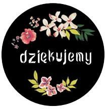 Ozdobne naklejki okrągłe Dziękujemy 500szt — kolorowe kwiaty